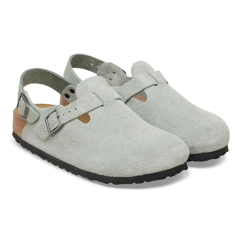 Mens Size EU 42 US 11 Birkenstock Tokio Pure Sage Suede Grey Clog Buckle Strap